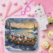 West Highland White Terrier Christmas Boat Holiday ペーパープレート (パーティー)