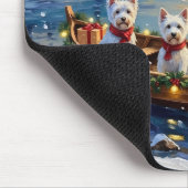 West Highland White Terrier Christmas Boat Holiday マウスパッド (コーナー)