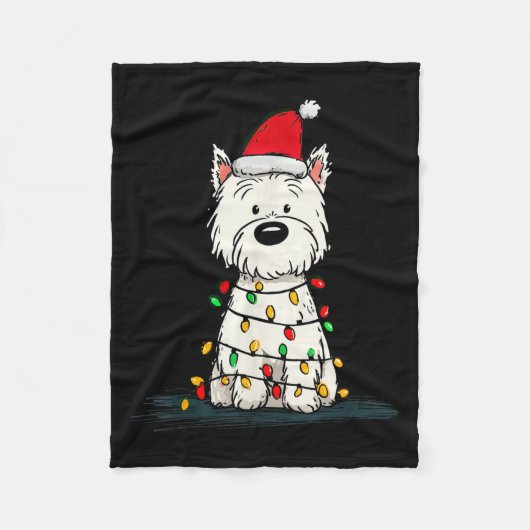 West Highland White Terrier Christmas Graphics Dog フリースブランケット (正面)