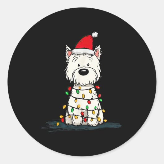 West Highland White Terrier Christmas Graphics Dog ラウンドシール (正面)