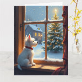West Highland White Terrier Christmas Morning View カード (黄色い花)