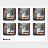 West Highland White Terrier Christmas Morning View スクエアシール (シート)