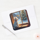 West Highland White Terrier Christmas Morning View スクエアシール (封筒)