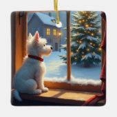 West Highland White Terrier Christmas Morning View セラミックオーナメント (正面)