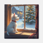 West Highland White Terrier Christmas Morning View マグネット (正面)