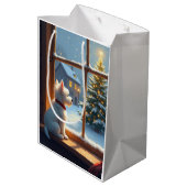 West Highland White Terrier Christmas Morning View ミディアムペーパーバッグ (裏面アングル)