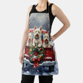 West Highland White Terrier Christmas Red Truck エプロン (インサイチュ)