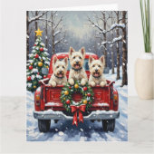 West Highland White Terrier Christmas Red Truck カード (正面)