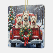West Highland White Terrier Christmas Red Truck セラミックオーナメント (左)