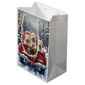 West Highland White Terrier Christmas Red Truck ミディアムペーパーバッグ (裏面アングル)