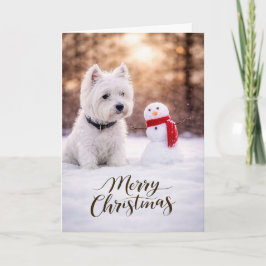 West Highland White Terrier Christmas Snowman シーズンカード