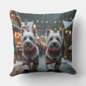 West Highland White Terrier Dogs Christmas Snow クッション (裏面)