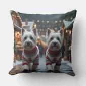 West Highland White Terrier Dogs Christmas Snow クッション (正面)
