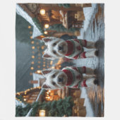 West Highland White Terrier Dogs Christmas Snow フリースブランケット (正面)
