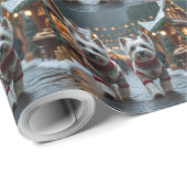 West Highland White Terrier Dogs Christmas Snow  ラッピングペーパー (ロールコーナー)