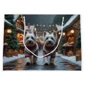 West Highland White Terrier Dogs Christmas Snow ラージペーパーバッグ (正面)