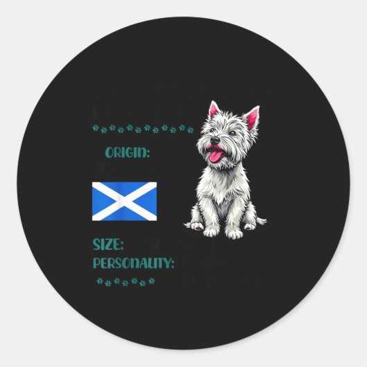 West Highland White Terrier Origin Funny Westie Do ラウンドシール (正面)