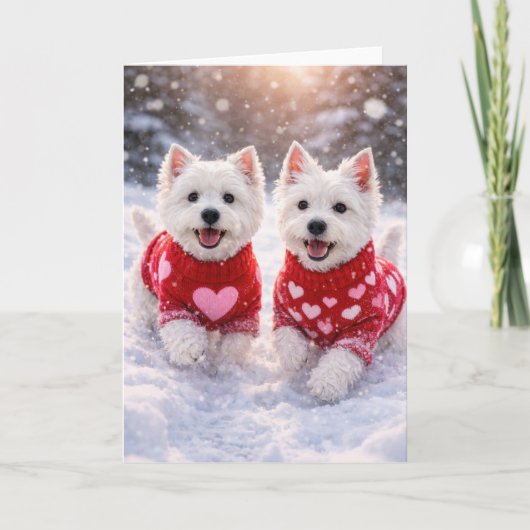 West Highland White Terrier Valentine’s Day Card カード (正面)