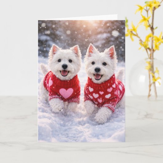 West Highland White Terrier Valentine’s Day Card カード (黄色い花)