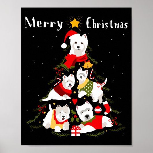 West Highland White Terrier Westie Christmas Tree  ポスター (正面)