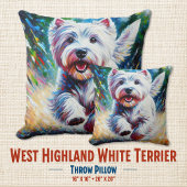 West Highland White Terrier "Westie" Dog Portrait クッション