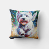 West Highland White Terrier "Westie" Dog Portrait クッション (正面)