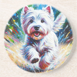 West Highland White Terrier "Westie" Dog Portrait コースター
