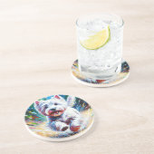 West Highland White Terrier "Westie" Dog Portrait コースター (側面)