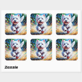 West Highland White Terrier "Westie" Dog Portrait スクエアシール (シート)