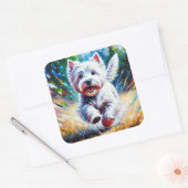 West Highland White Terrier "Westie" Dog Portrait スクエアシール (封筒)