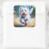 West Highland White Terrier "Westie" Dog Portrait スクエアシール (バッグ)