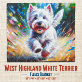 West Highland White Terrier "Westie" Dog Portrait フリースブランケット