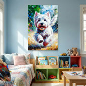 West Highland White Terrier "Westie" Dog Portrait ポスター