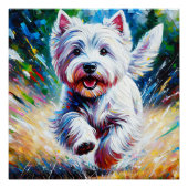 West Highland White Terrier "Westie" Dog Portrait ポスター (正面)