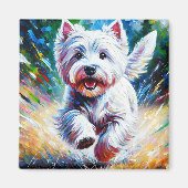 West Highland White Terrier "Westie" Dog Portrait マグネット (正面)