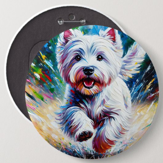 West Highland White Terrier "Westie" Dog Portrait 缶バッジ (正面&裏面)