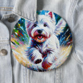 West Highland White Terrier "Westie" Dog Portrait 缶バッジ (インサイチュ)