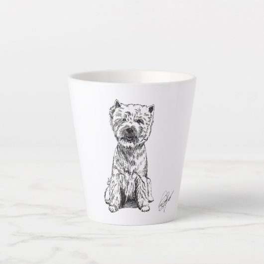 WEST HIGHLAND WHITE TERRIER. "WESTY"  カフェラテマグ (正面)