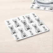 WEST HIGHLAND WHITE TERRIER. "WESTY" PATTERN スクエアペーパーコースター (アングル)