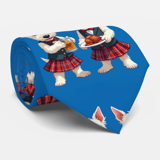 West Highland White Terriers Celebrating Burns ネクタイ (ロール)
