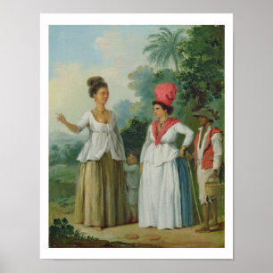 West Indian Women of Colour, with a Child and Blac ポスター