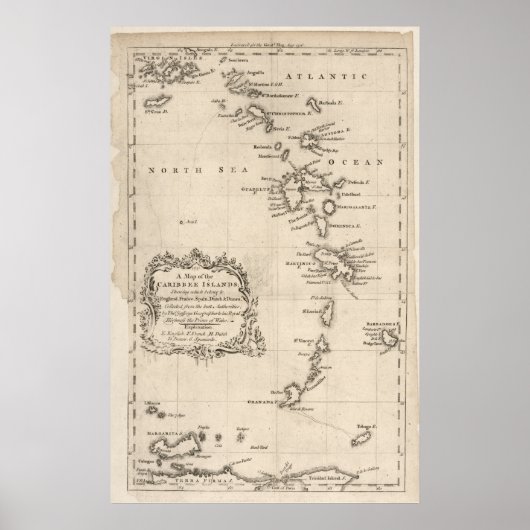 West Indies Antique Map ポスター (正面)