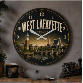 West Lafayette Indiana College Town ラージ壁時計