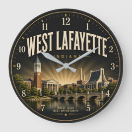 West Lafayette Indiana College Town ラージ壁時計