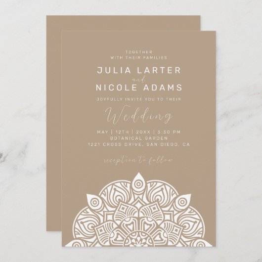 West Pacific Variant Oval Classic Mandala Wedding 招待状 (正面/裏面)