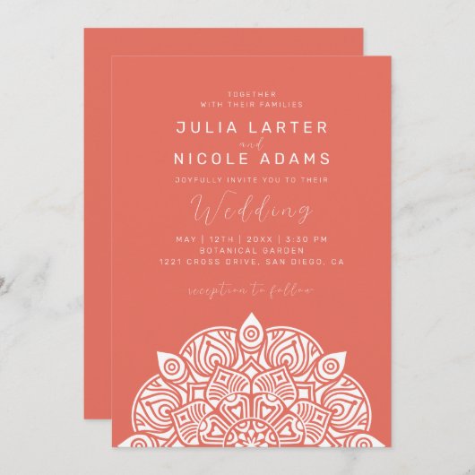 West Pacific Variant Oval Classic Mandala Wedding 招待状 (正面/裏面)