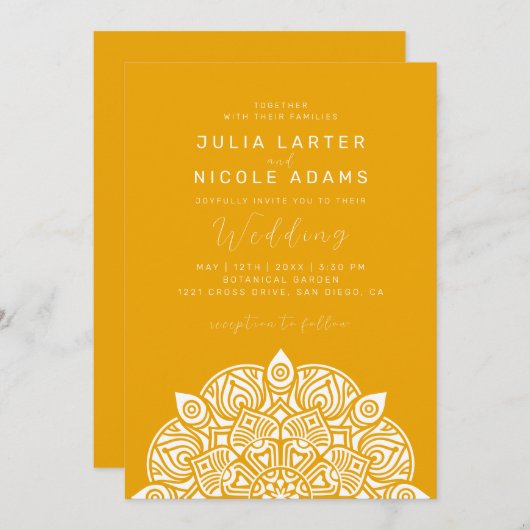 West Pacific Variant Oval Classic Mandala Wedding 招待状 (正面/裏面)