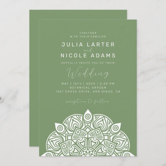 West Pacific Variant Oval Classic Mandala Wedding 招待状 (正面/裏面)