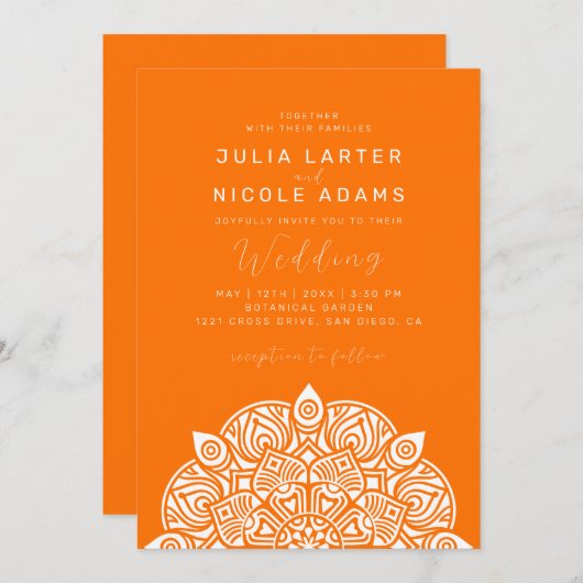 West Pacific Variant Oval Classic Mandala Wedding 招待状 (正面/裏面)
