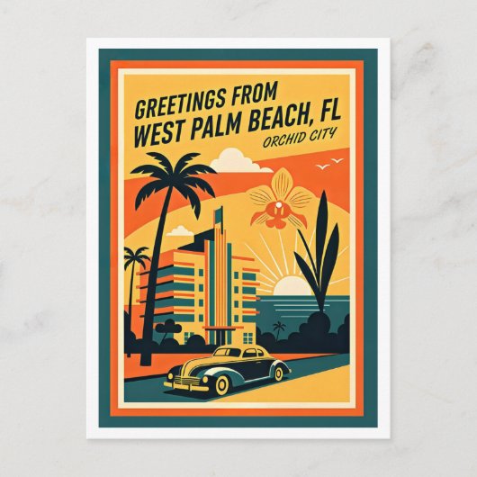 West Palm Beach Florida Retro Travel ポストカード (正面)